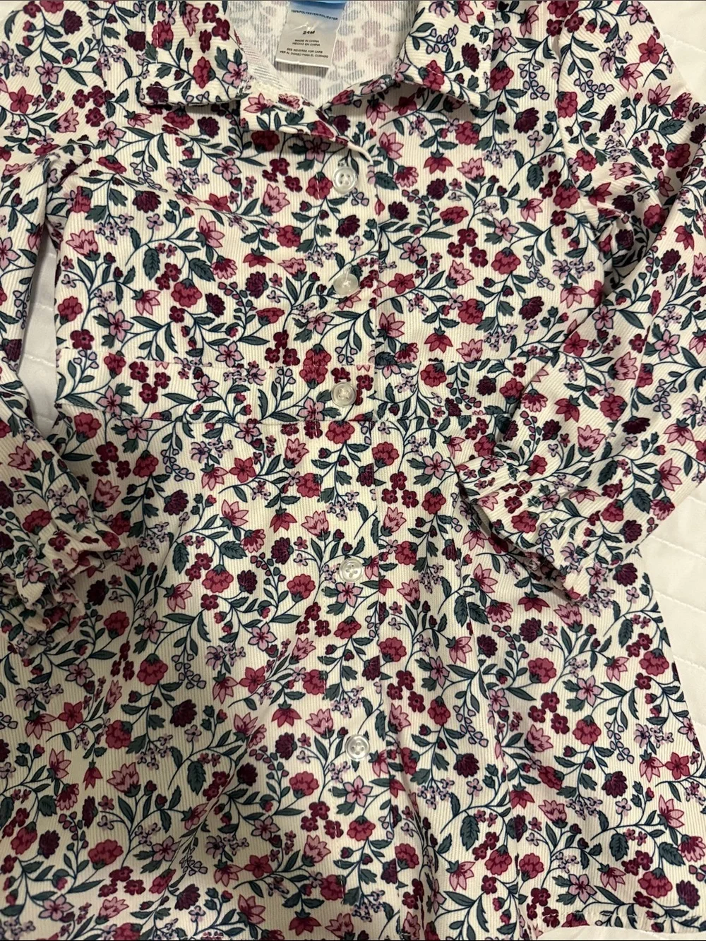 Draper James Girls Floral Button Front Shirt Dress 24M